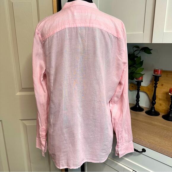 Untuckit for Her Kathryn Linen Blend Button Front Long Sleeve Shirt Size 6 Pink - Picture 5 of 11